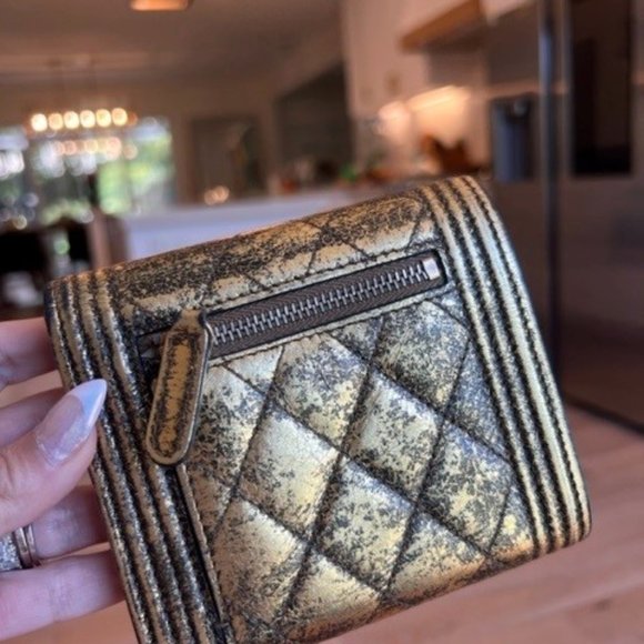 Chanel Distressed Gold Metallic Boy Wallet - 24 Series - Picture 2 of 5